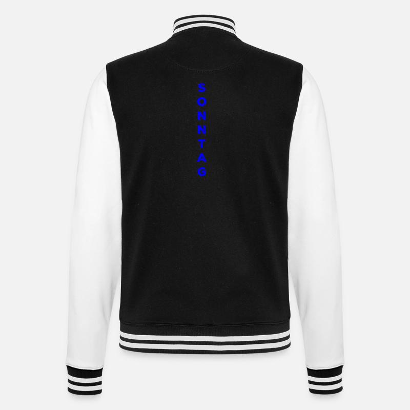 Dimanche - bleu - Veste Teddy - noir/blanc
