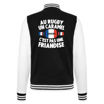 Au Rugby Un Caramel C'est Pas Une Friandise Cadeau - Veste Teddy - noir/blanc - Dos - Marisol (170cm)