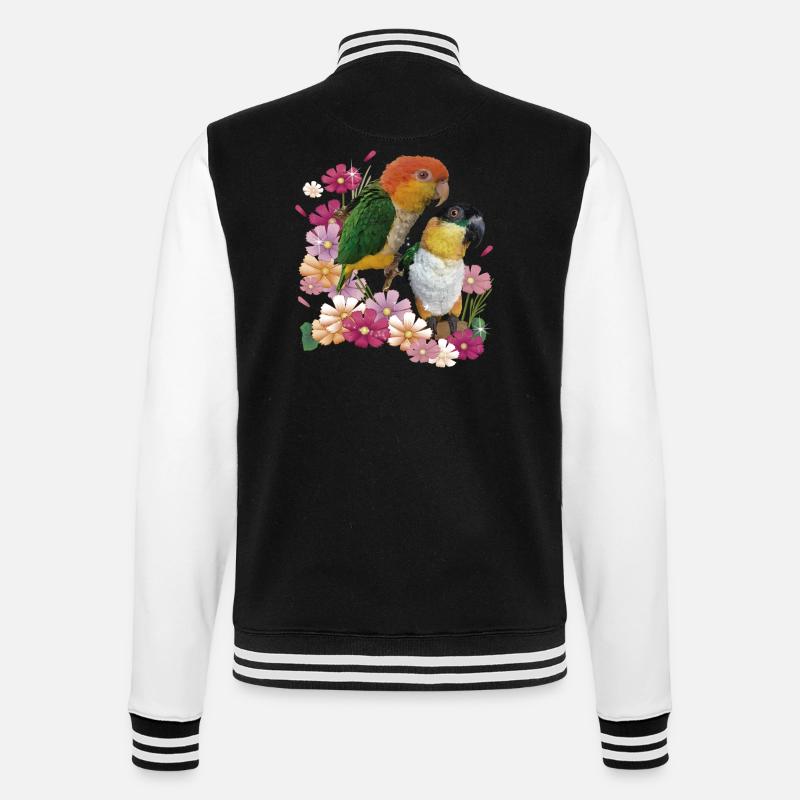 Der orangeköpfige Caique - College-Sweatjacke - Schwarz/Weiß