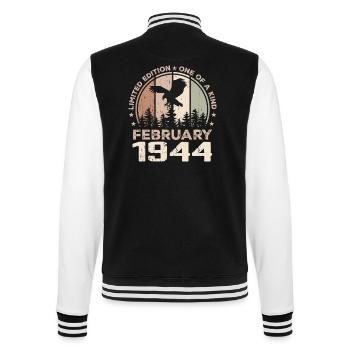 Unvergleichlich seit Februar 1944, 80. Jahrestag - College-Sweatjacke - Schwarz/Weiß - Hinten - Marisol (170cm)