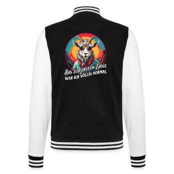 Bis zur ersten Ziege war ich völlig normal - College-Sweatjacke - Schwarz/Weiß - Hinten - Marisol (170cm)