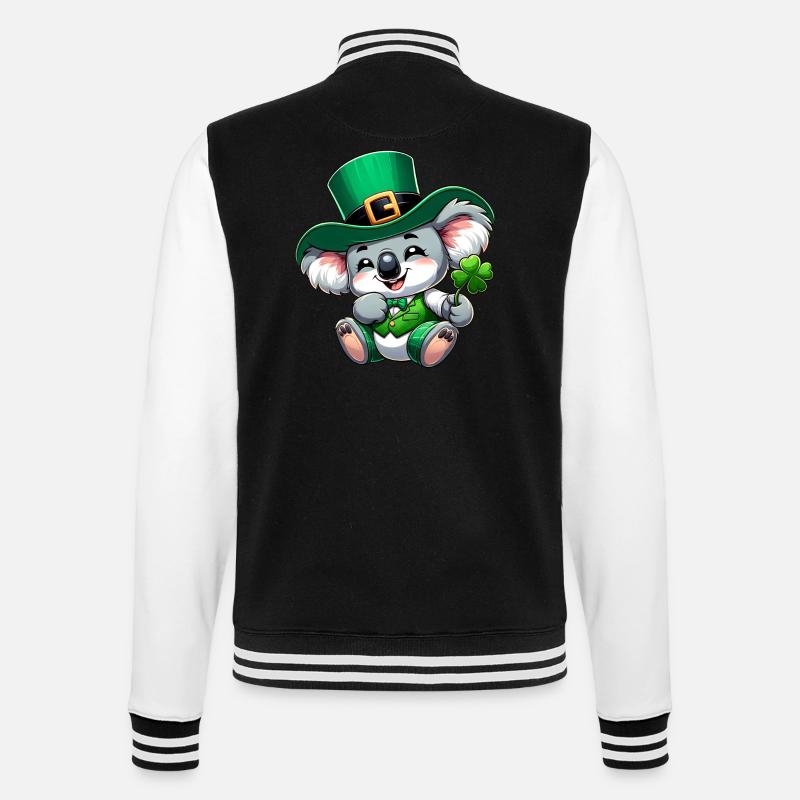 St. Patrick's Day Koala Cartoon - College Sweat Jacket - black/white