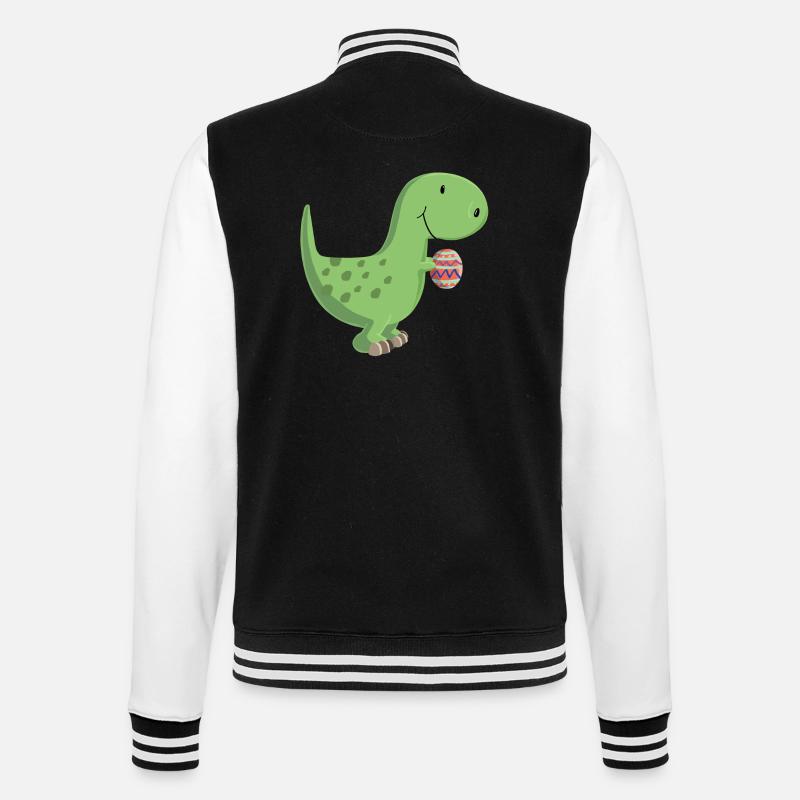 Dino mit Ei - College-Sweatjacke - Schwarz/Weiß