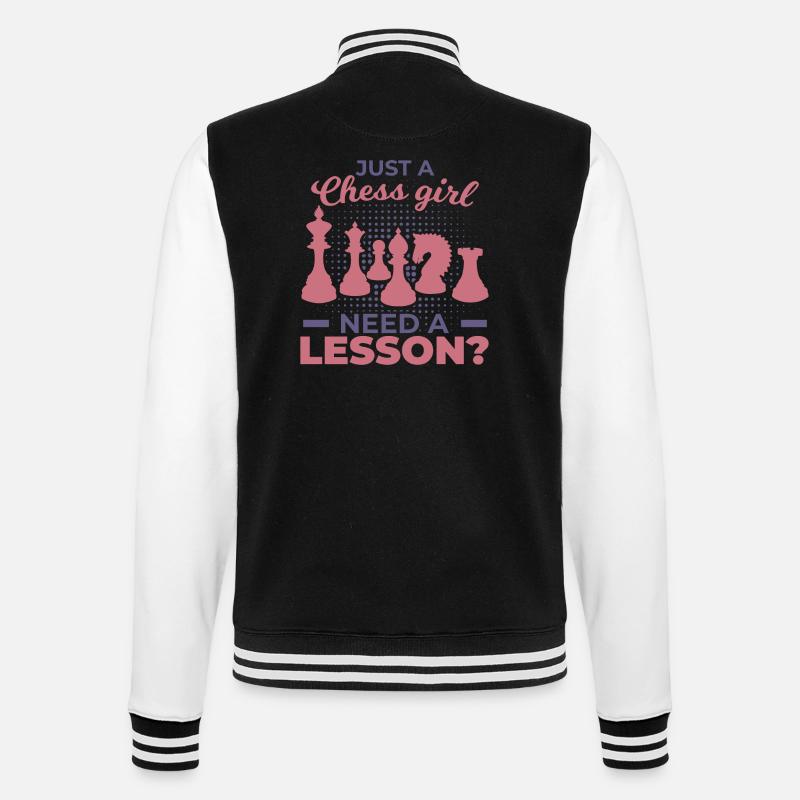 Schachmädchen - College-Sweatjacke - Schwarz/Weiß