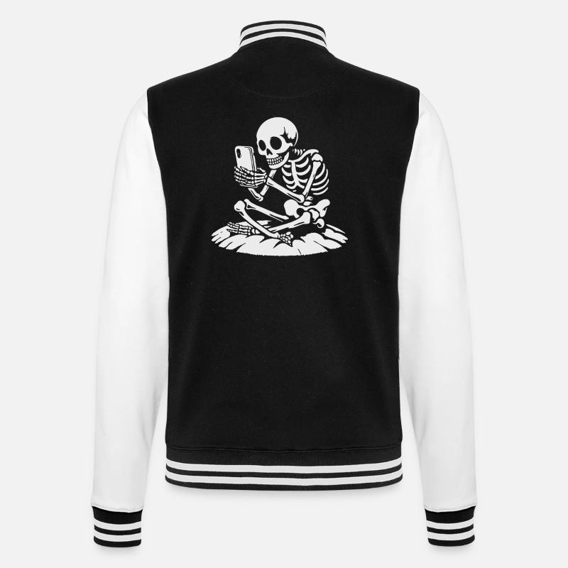 Skeleton Selfie in Moonlight - College Sweat Jacket - black/white