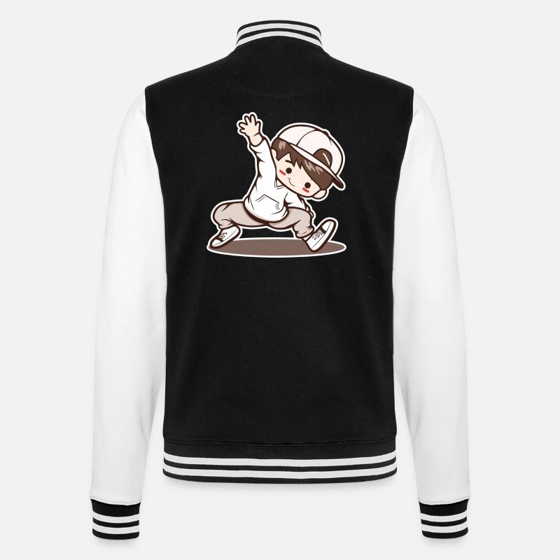 Kleiner Breakdancing Junge - College-Sweatjacke - Schwarz/Weiß