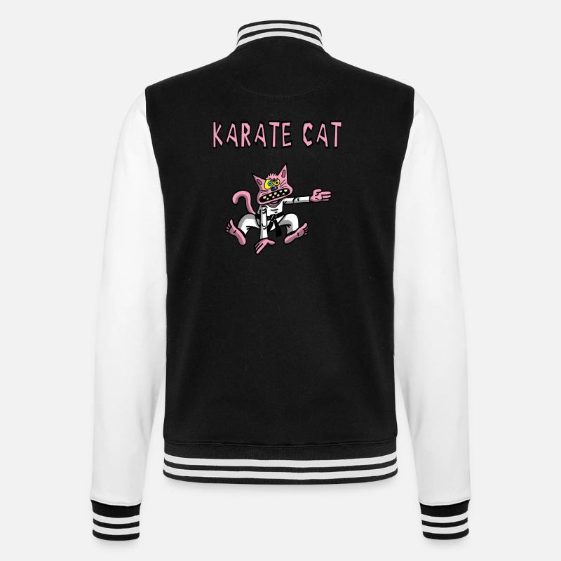 Karaté et chat rose - Veste Teddy - noir/blanc