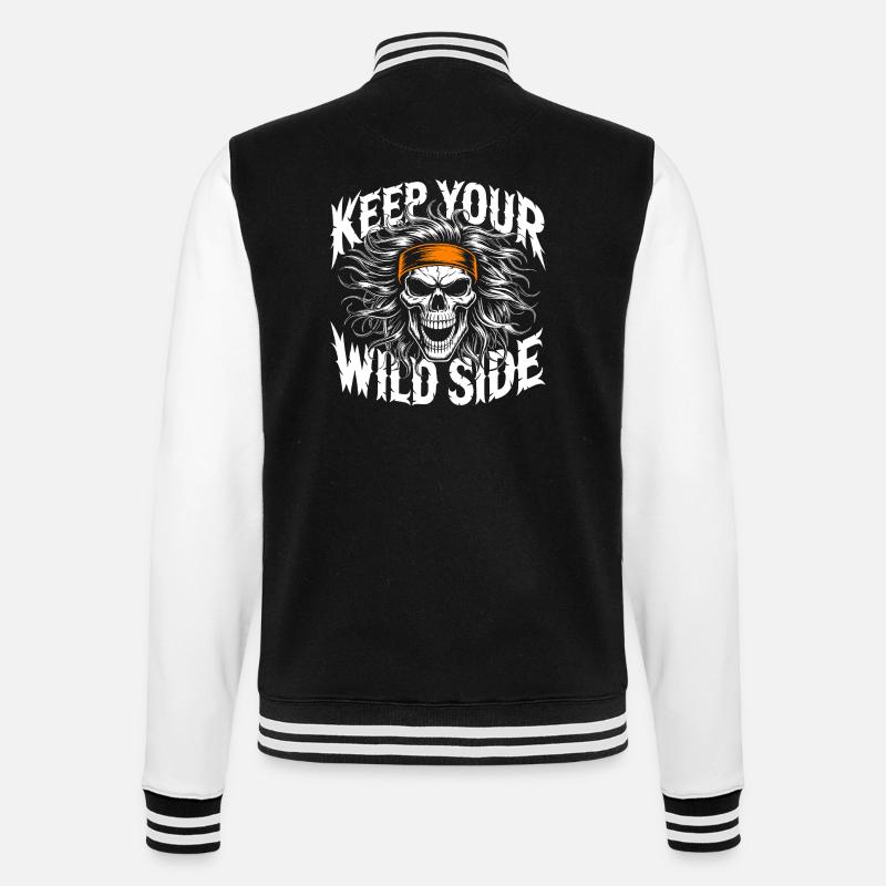 Keep Your Wild Side Skull - College-Sweatjacke - Schwarz/Weiß