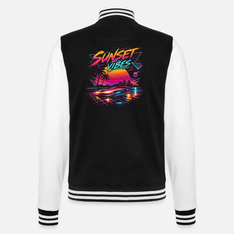 Sunset Vibes 80er Neon Design  - College-Sweatjacke - Schwarz/Weiß