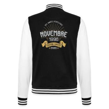 24 Ans Anniversaire Vintage Né(e) en Novembre 1998 - Veste Teddy - noir/blanc - Dos - Marisol (170cm)