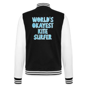 world's okayest kite surfer hellblau - College-Sweatjacke - Schwarz/Weiß - Hinten - Marisol (170cm)