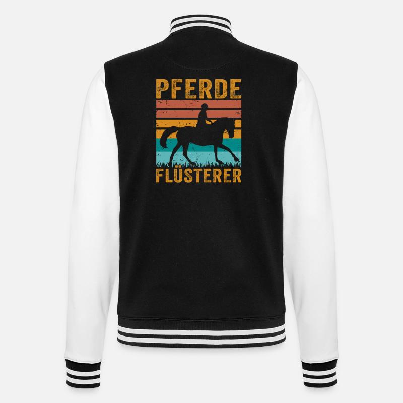 Retro Pferde Flüsterer Pferd - College-Sweatjacke - Schwarz/Weiß