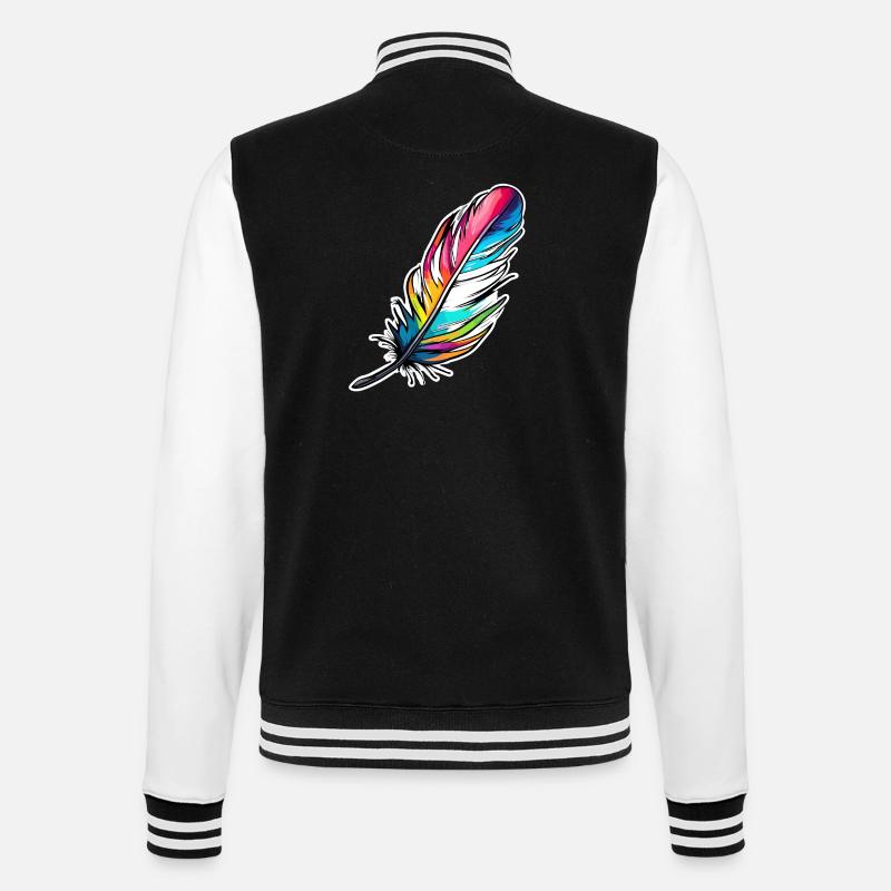 Feather/writing quill/bird feather/down feather - College Sweat Jacket - black/white