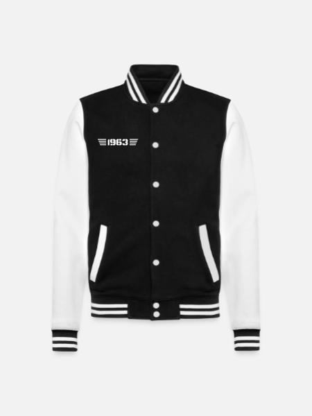 Geburtsjahr Geburtstag Born In 1963 - Made in 1963 - College-Sweatjacke - Schwarz/Weiß