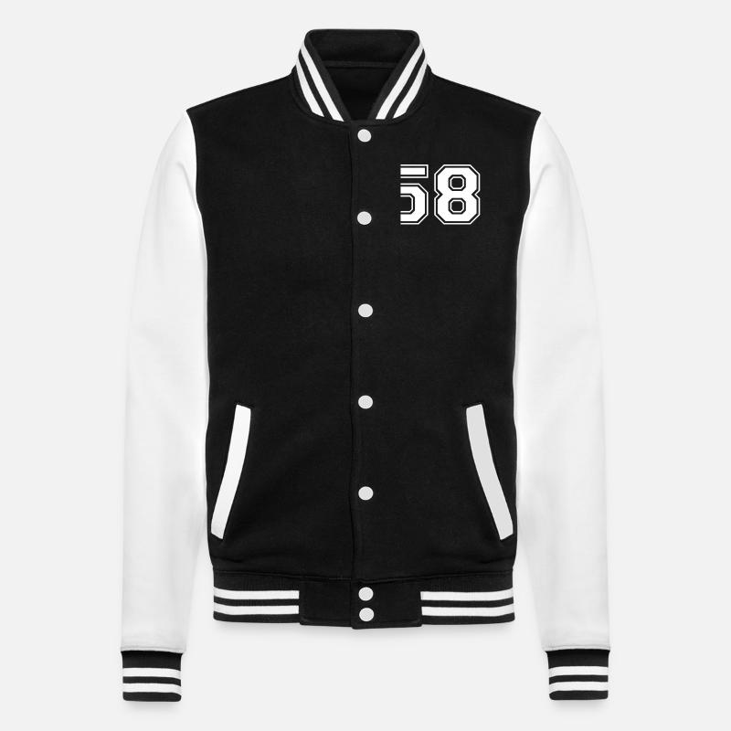 58 - College-Sweatjacke - Schwarz/Weiß