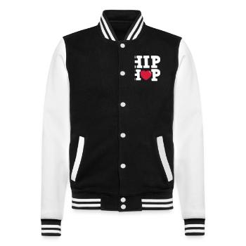 hiphop - College Sweat Jacket - black/white - Front - Nik (191cm) & Marisol (170cm)