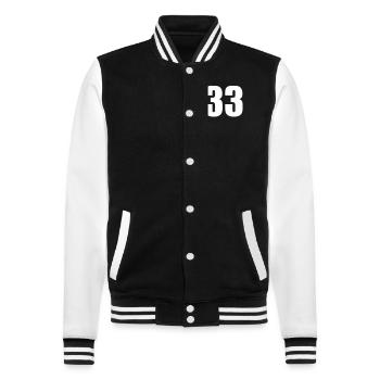 33 - College Sweat Jacket - black/white - Front - Nik (191cm) & Marisol (170cm)