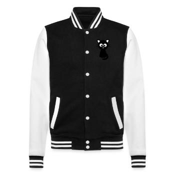 Funny sweet cat - College-Sweatjacke - Schwarz/Weiß - Vorne - Nik (191cm) & Marisol (170cm)