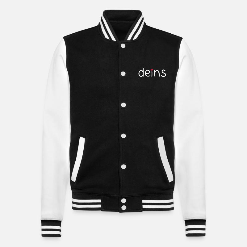deins – mit farbigem Herz - College-Sweatjacke - Schwarz/Weiß