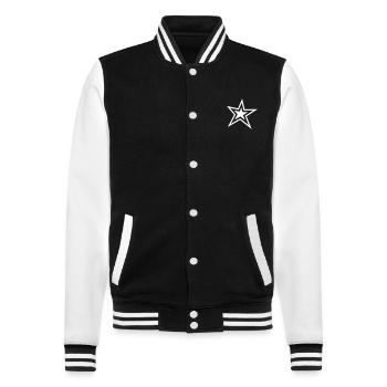 Stern mit Outline - College-Sweatjacke - Schwarz/Weiß - Vorne - Nik (191cm) & Marisol (170cm)