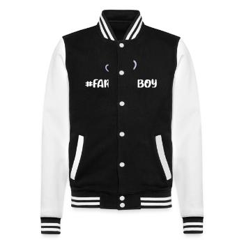 Farmer Boy Heart Love - College Sweat Jacket - black/white - Front - Nik (191cm) & Marisol (170cm)