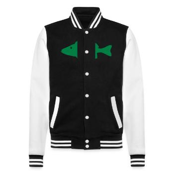 fisch - College-Sweatjacke - Schwarz/Weiß - Vorne - Nik (191cm) & Marisol (170cm)