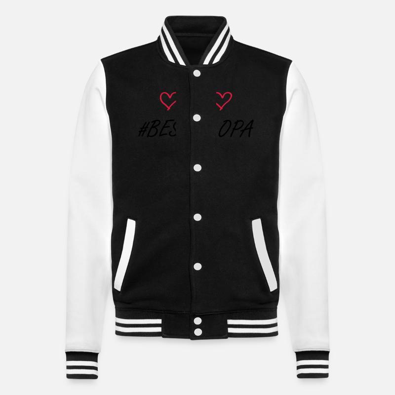 Bester Opa Herz Liebe - College-Sweatjacke - Schwarz/Weiß