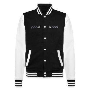 bachelor team herzchen - College-Sweatjacke - Schwarz/Weiß - Vorne - Nik (191cm) & Marisol (170cm)