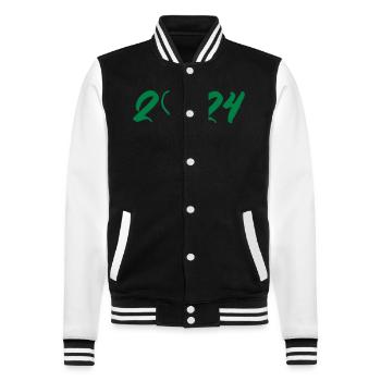 2024 - College-Sweatjacke - Schwarz/Weiß - Vorne - Nik (191cm) & Marisol (170cm)