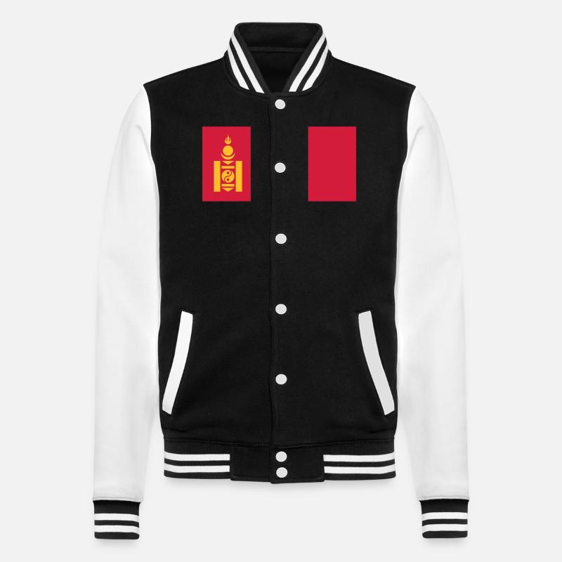 Mongolia flag / Drapeau Mongolie - College Sweat Jacket - black/white
