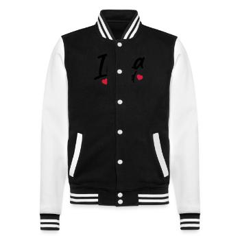 Ibiza Squad Heart - College Sweat Jacket - black/white - Front - Nik (191cm) & Marisol (170cm)