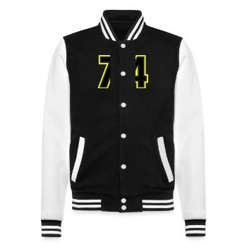 74 Number College - College Sweat Jacket - black/white - Front - Nik (191cm) & Marisol (170cm)