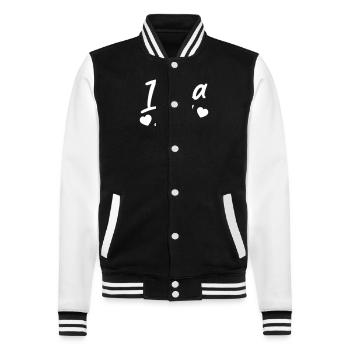 Ibiza Squad Heart - College Sweat Jacket - black/white - Front - Nik (191cm) & Marisol (170cm)