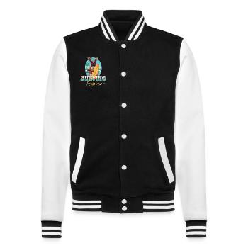 Surfing Kangaroo - College Sweat Jacket - black/white - Front - Nik (191cm) & Marisol (170cm)