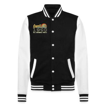 Légendaire depuis 1990 Anniversaire 1990 Millésime 1990 - Veste Teddy - noir/blanc - Devant - Nik (191cm) & Marisol (170cm)