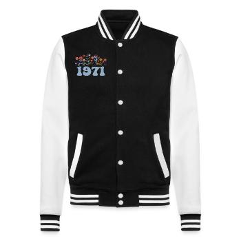 1971 Floral Pattern 1971 Floral Theme Flowers 1971 - College Sweat Jacket - black/white - Front - Nik (191cm) & Marisol (170cm)