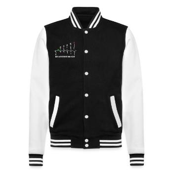 1N23456 Motorrad Gangschaltung - Adrenalin - Puls - College-Sweatjacke - Schwarz/Weiß - Vorne - Nik (191cm) & Marisol (170cm)