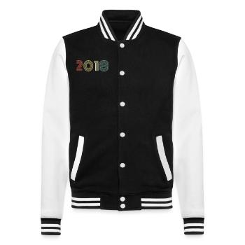 2018 Birthday Vintage 2018 Gift 2018 - College Sweat Jacket - black/white - Front - Nik (191cm) & Marisol (170cm)