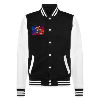 Fahrrad Outfit für Radfahrer Radsport Rennrad - College-Sweatjacke - Schwarz/Weiß - Vorne - Nik (191cm) & Marisol (170cm)