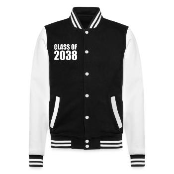 Class of 2038 - College-Sweatjacke - Schwarz/Weiß - Vorne - Nik (191cm) & Marisol (170cm)