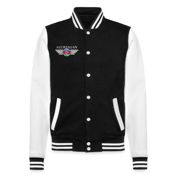 Azerbaijan T-Shirt: Elegance, Culture, Tradition - College Sweat Jacket - black/white - Front - Nik (191cm) & Marisol (170cm)