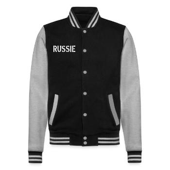 Russland - College-Sweatjacke - Schwarz/Grau meliert - Vorne - Nik (191cm) & Marisol (170cm)