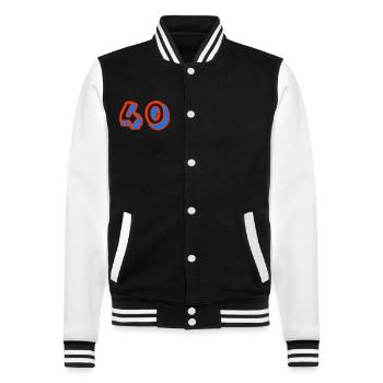 40. 40 JAHRE. 40-JÄHRIGES JUBILÄUM. 40-JÄHRIGES JUBILÄUM. - College-Sweatjacke - Schwarz/Weiß - Vorne - Nik (191cm) & Marisol (170cm)