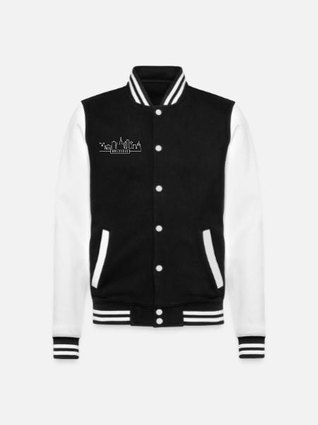 Brüssel City Skyline Silhouette in Belgien Brüssel - College-Sweatjacke - Schwarz/Weiß