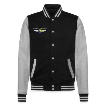 Bosnia & Herzegovina T-Shirt - College Sweat Jacket - black/heather grey - Front - Nik (191cm) & Marisol (170cm)
