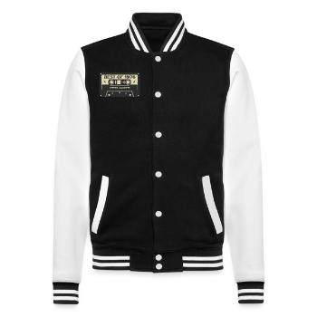 Retro Kassette 1976 vintage 1976 Geburtstag 1976 - College-Sweatjacke - Schwarz/Weiß - Vorne - Nik (191cm) & Marisol (170cm)