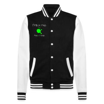 j'peux pas j'ai ping pong - Veste Teddy - noir/blanc - Devant - Nik (191cm) & Marisol (170cm)