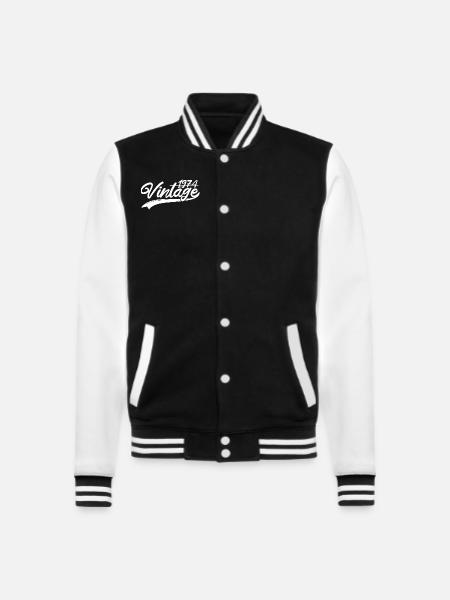 Vintage 1974 Birthday Gift 1974 - College Sweat Jacket - black/white