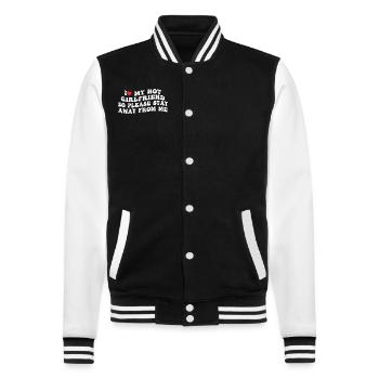 Love my hot girlfriend - keep your distance! - College Sweat Jacket - black/white - Front - Nik (191cm) & Marisol (170cm)