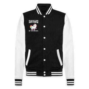 Einhorn Einhörner Fabelwesen Mystisch - College-Sweatjacke - Schwarz/Weiß - Vorne - Nik (191cm) & Marisol (170cm)